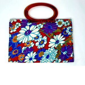 Vintage Lady's Pride 60s Colorful Floral Print Lucite Handle